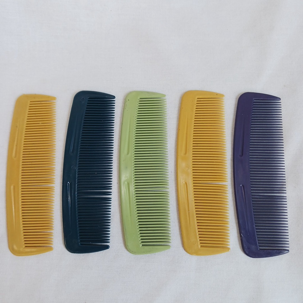 Vintage Pocket Combs Lot Five Retro Colors